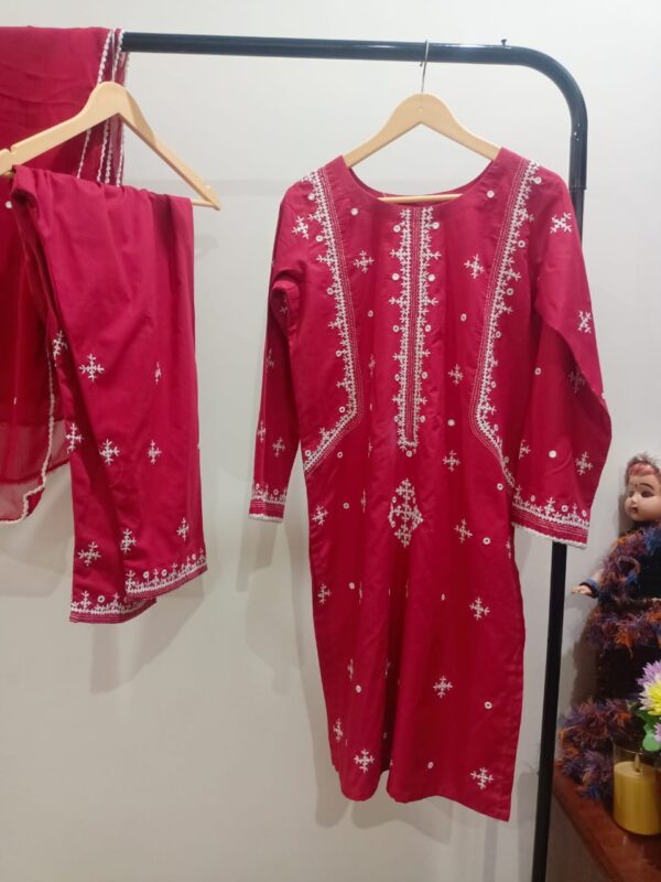 Red- 3Pc Sindhi Tanka - Image 3