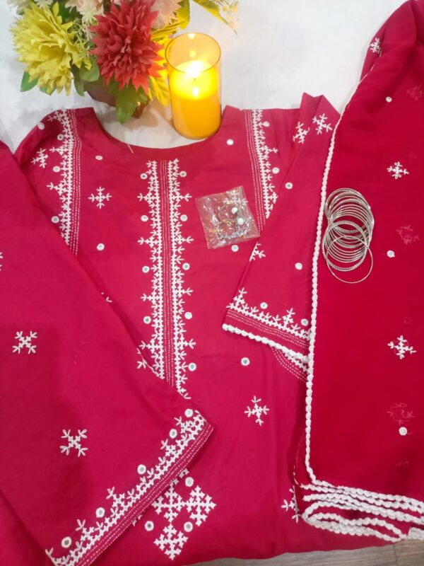 Red- 3Pc Sindhi Tanka - Image 2