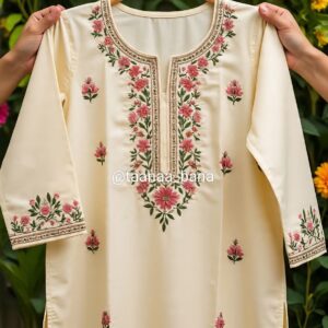 Cream colour- Single Shirt Hand Embroidered