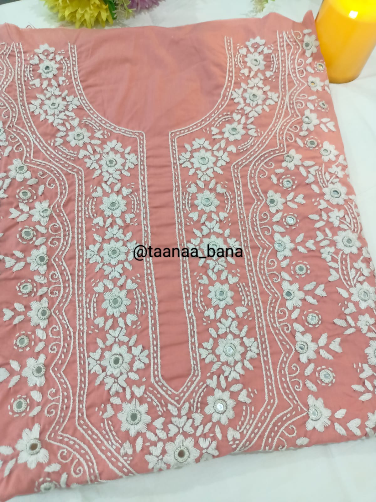 Peach-3Pc Hand Embroidered