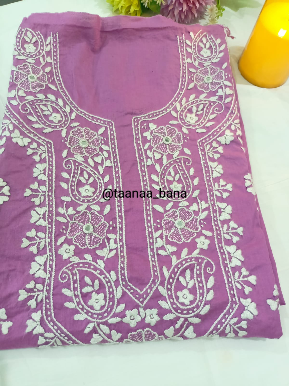 Purple-3PC Purple Hand Embroidered