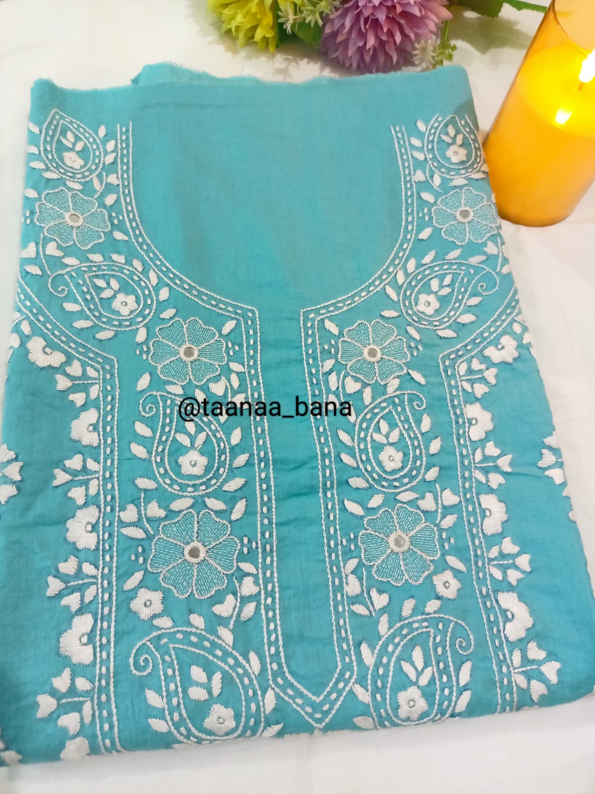 Skyblue-3Pc Hand Embroidered
