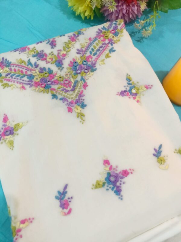 Off White-2pc Summer Lawn Hand Embroidery - Image 2