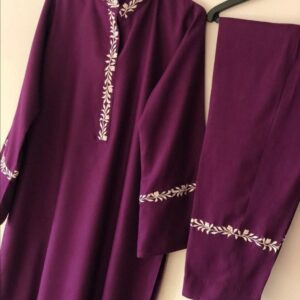 Purple - 2Pc Stitched Raw Silk