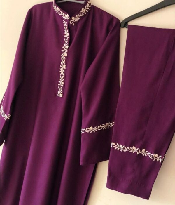 Purple - 2Pc Stitched Raw Silk